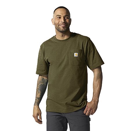 Carhartt Mens Loose Fit Heavyweight Short-Sleeve Pocket T-Shirt (Dark Bronzed Green Heather) $15 + Free Shipping w/ Prime or on orders over $35