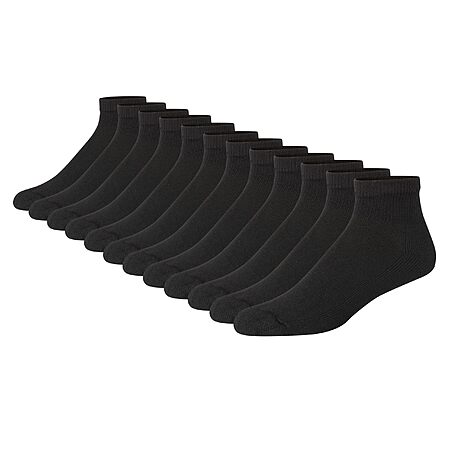 14-Pair Hanes Men's Double Tough Socks (Ankle, Black, Size 6-12) $12.98 + Free Shipping w/ Prime or on orders over $35