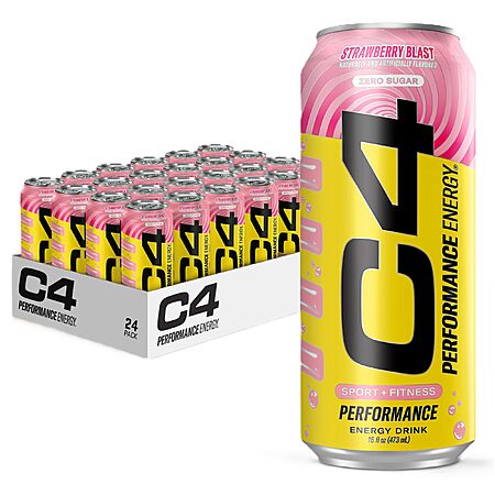 24-Pack 16-Oz Cellucor C4 Performance Zero Sugar Energy Drink (Strawberry Blast) $22.13 w/ S&S + Free Shipping w/ Prime or on orders over $35