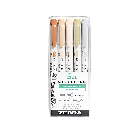 5-Count Zebra Pen Mildliner Double Ended Highlighter Set (Neutral ...