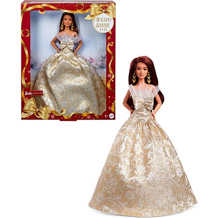 Barbie Signature 2025 Holiday Fashion Doll w/ Dark Brown Hair Wearing Silver & Gold Gown $24.43 + Free Shipping w/ Prime or on orders over $35 (0 replies)