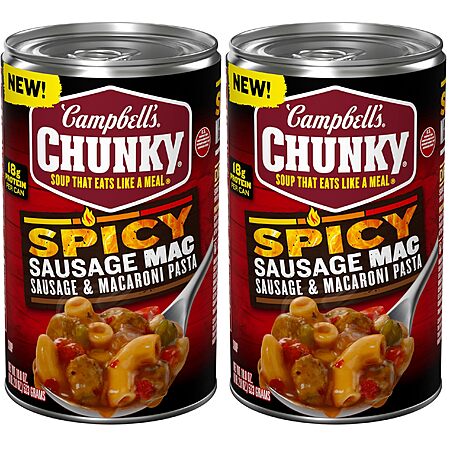 2-Pack 18.8-Oz Campbellâs Chunky Spicy Sausage Mac Soup $3.17 w/ S&S + Free Shipping w/ Prime or on orders over $35 (1 replies)