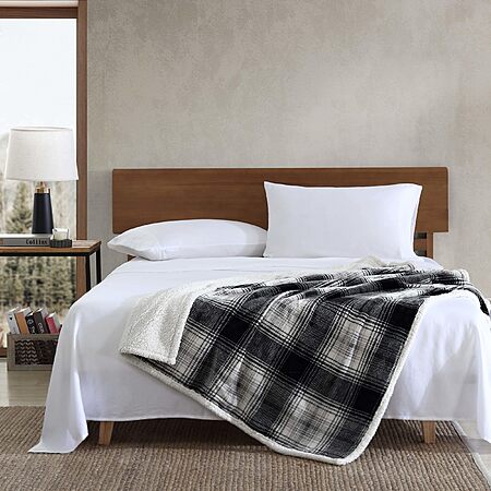 60" x 50" Eddie Bauer Sherpa Fleece Reversible Throw Blanket (Vail Plaid) $8.40 + Free Shipping w/ Prime or on orders over $35
