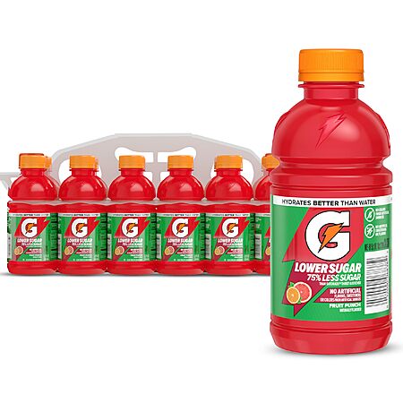 12-Pack 12-Oz Gatorade Lower Sugar Electrolyte Sports Drink (Fruit Punch) $4.52 w/ S&S + Free Shipping w/ Prime or on orders over $35