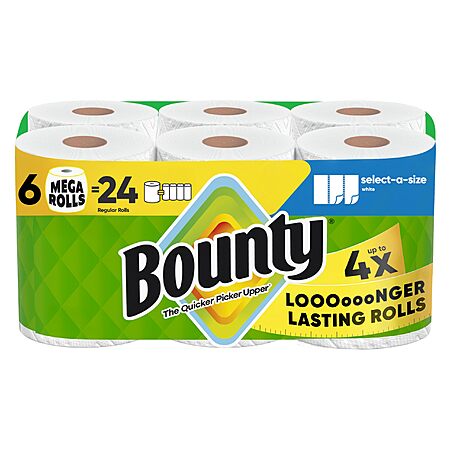 6-Pack Bounty Mega Paper Towels $18.96 w/ S&S + Free Shipping w/ Prime or on orders over $35