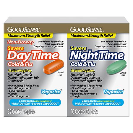 48-Count GoodSense Vapor Ice Day & Night Severe Cold & Flu Caplets $5.03 w/ S&S + Free Shipping w/ Prime or on orders over $35