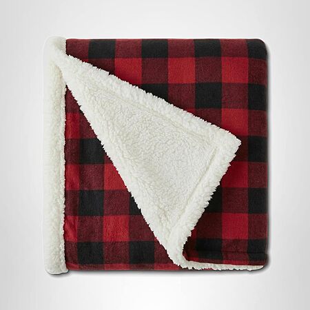 50" x 60" Eddie Bauer Sherpa Reversible Throw Blanket (Cabin Plaid Red) $8 + Free Shipping w/ Prime or on orders over $35