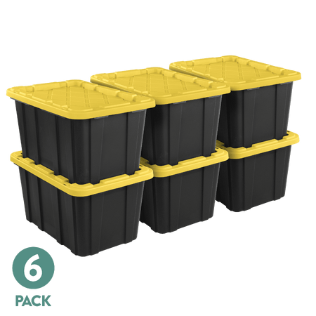 6-Pack 27-Gallon Sterilite Large Storage Bins w/ Snap-On Lid (Black & Yellow) $48 + Free Shipping