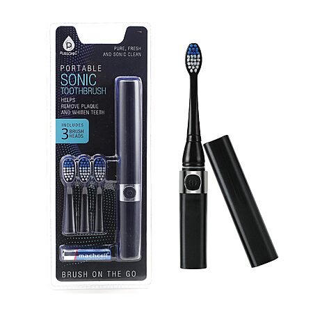 Pursonic Portable Sonic Toothbrush w/ 3 Brush Heads (Black) $6 + Free Shipping w/ Prime or on orders over $35