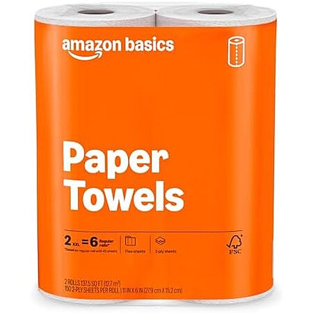 Prime Members: 2-Pk 150-Sheet Amazon Basics 2-Ply Flex-Sheets Paper Towels $2.15 w/ S&S + Free S&H