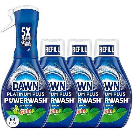 Prime: 4-pk 16-oz Dawn Platinum Powerwash Gain Original Dish Spray Starter Kit $10.60 w/ S&S
