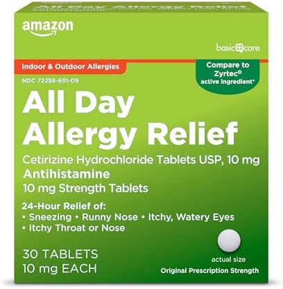 30-Count Amazon Basic Care All Day Allergy Cetirizine Hydrochloride Tablets (10 mg) $2.16 w/ S&S + Free Shipping w/ Prime or on orders over $35