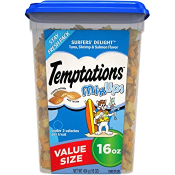 16-Oz.Temptations MixUps Crunchy and Soft Cat Treats (Tuna, Shrimp, Salmon) $5.36 w/ S&S + Free Shipping w/ Prime or on orders over $25