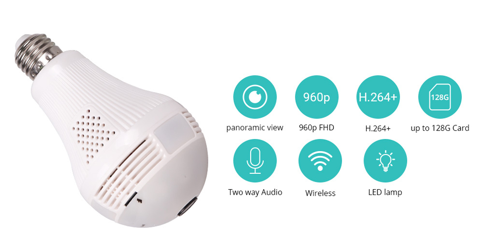 360 Degree Panorama Video Camera Wifi IP Light Bulb Cam Recorder CCTV Motion Detection $11.11