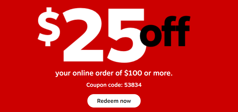 Staples: $25 off $100 coupon [online only] - Valid 1/9/20-1/10/20