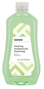 32oz Amazon Brand - Solimo Foaming Antibacterial Soap Refill, Pear Scent, Triclosan Free, (ONLY Fits Foaming Dispensers): $6.25 + FS/Prime