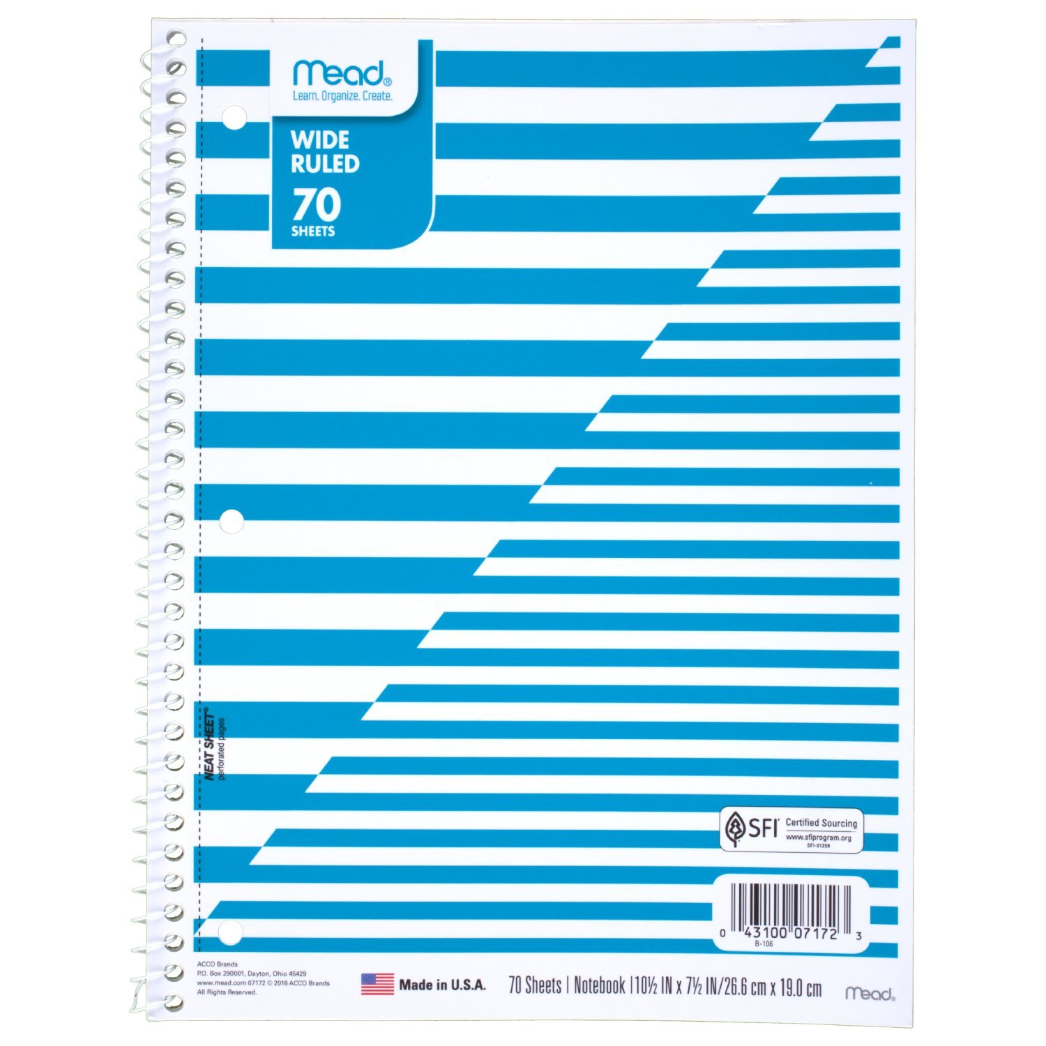 Mead Spiral Notebook, 1 Subject, Wide Ruled Paper, 70 Sheets: $0.79 + FS/Prime