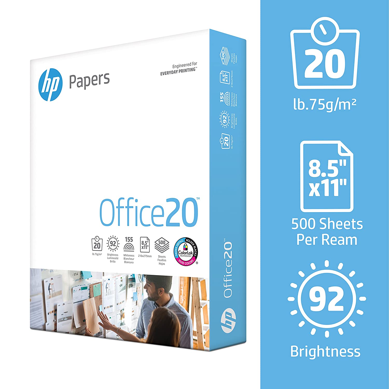 HP Printer Paper 8.5x11 Office 20 lb 1 Ream 500 Sheets 92 Bright Made in USA FSC Certified Copy Paper HP Compatible 172160R: $3.87 + FS/Prime