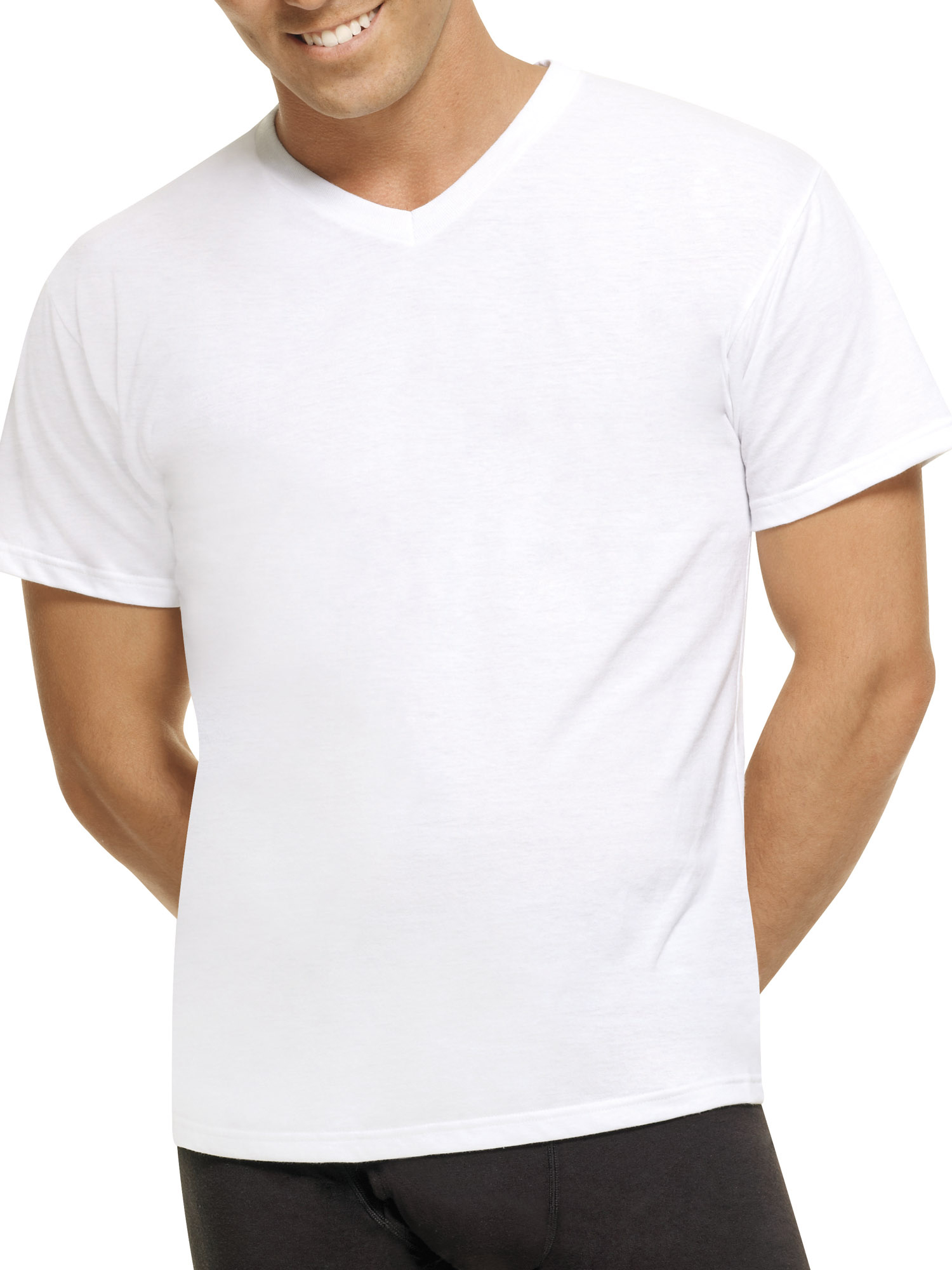5-Pack Hanes Mens ComfortBlend White V-Neck T-Shirts $7