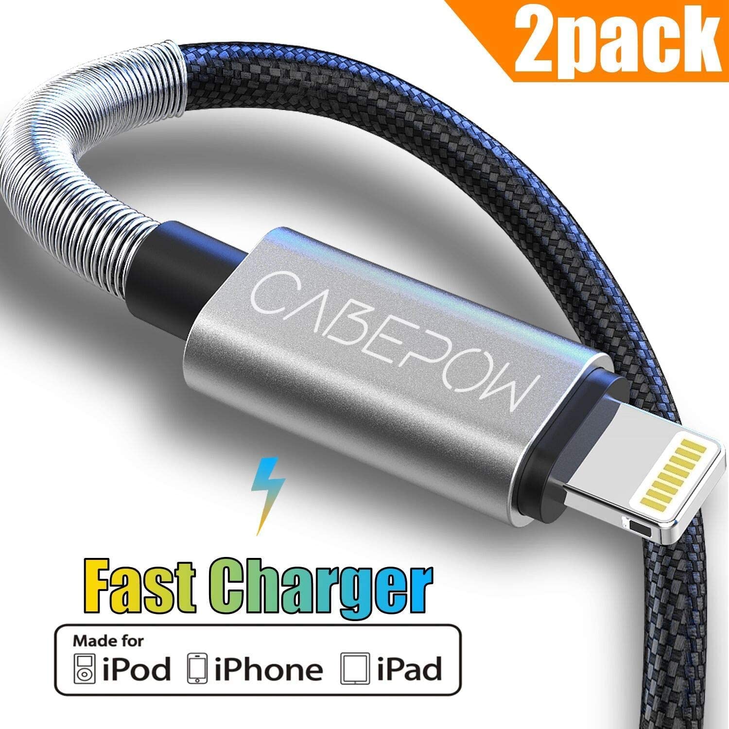 2 Pack Cabepow 6 ft MFI Certified Fast Charging Braided Lightning Cables $5.08 (free ship w/prime)
