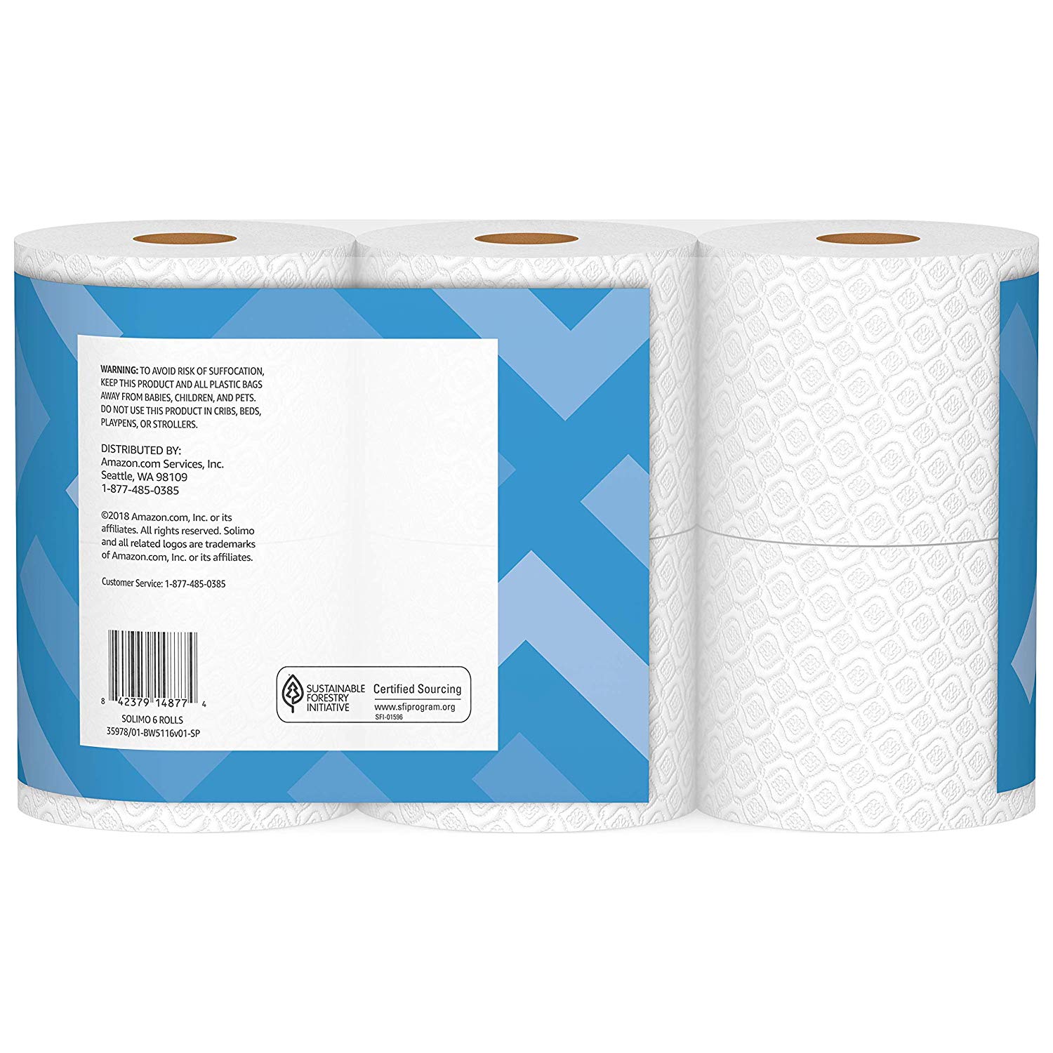 Amazon Brand - Solimo 2-Ply Toilet Paper, 6 Count $4.99