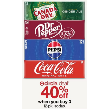 [Starts 04/13] Target Stores: 12-Pack 12-Ounce Sodas (Various Brands / Flavors) Buy 3, Get 40% Off