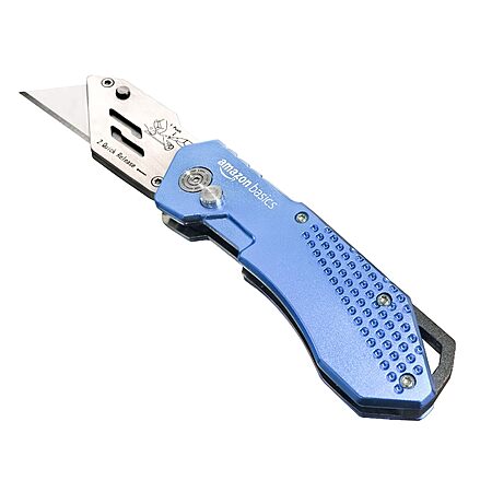 Amazon Basics Lightweight Aluminum Body Folding Knife w/ Holster (Light Blue) $5.67 + Free Shipping w/ Prime or on $35+