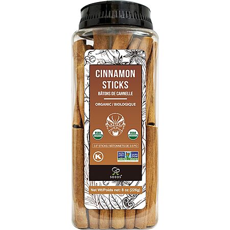 8-Oz 3.5" Soeos Organic Whole Cinnamon Sticks $6.86 w/ S&S + Free Shipping w/ Prime or on $35+