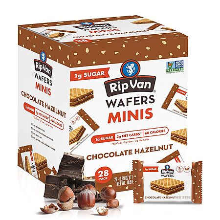 28-Count Rip Van Mini Wafer Cookies (Chocolate Hazelnut, Dark Chocolate) $10.79 w/ S&S + Free Shipping w/ Prime or on $35+
