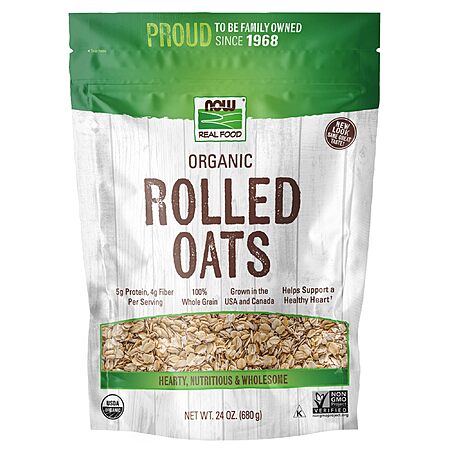 24-Oz NOW Foods Organic Rolled Oats $3.79 w/ S&S + Free Shipping w/ Prime or on $35+