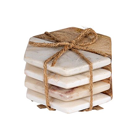 4-Piece Creative Co-op Marble & Mango Wood Hexagon Coasters (4"x4") $7.38 + Free Shipping w/ Prime or on $35+