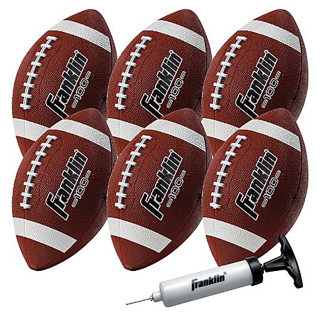 6-Pack Franklin Sports Grip-Rite Junior Size Rubber Footballs w/ Pump $30.99 + Free Shipping w/ Prime or on $35+