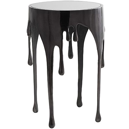 Deco 79 16" Round Aluminum Accent Table w/ Glass Top $91 + Free Shipping