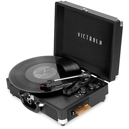Victrola Journey+ Cassette Suitcase Record Player (Black) $49.99 + Free Shipping