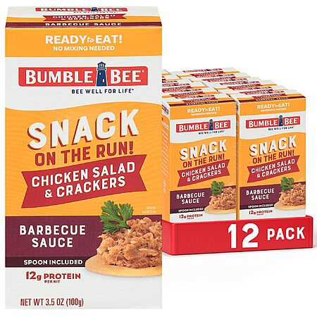 12-Pk Bumble Bee Snack On The Run! Snack Pack (BBQ Chicken Salad w/ Crackers) $8.50 w/ S&S
