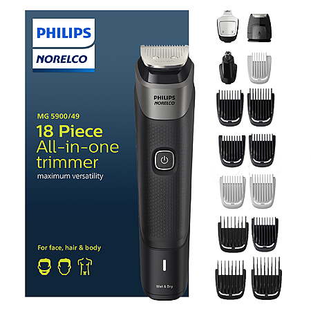 18-Pc Philips Norelco Series 5000 All-in-One Rechargeable Trimmer $33.95