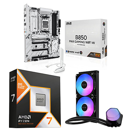 AMD Ryzen 7 9800X3D CPU + ASUS B850 Max Gaming W MB + Cooler Master 240mm Cooler $499 + Free S&H