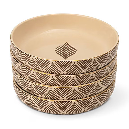 4-Pack 8" Thyme & Table Ocee Leaf Stoneware Low Bowls $11.49 + Free Shipping