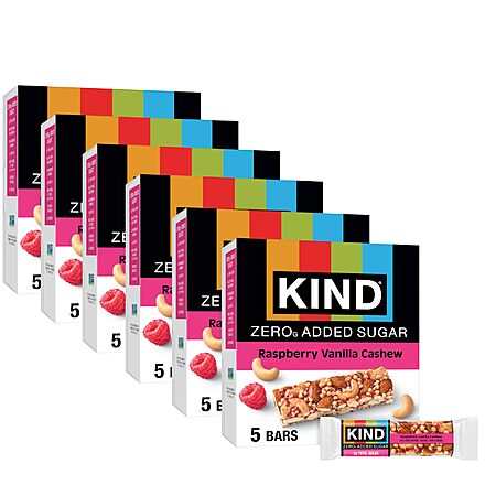 30-Ct 1.2-Oz KIND ZEROg Added Sugar Bars (Raspberry Vanilla Cashew) $20.91 w/ S&S + Free Shipping w/ Prime or on $35+