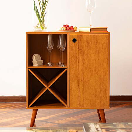 Ember Interiors Modern Bar Cabinet w/ Wine Rack & Open Shelf $51.11 + Free Shipping
