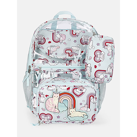 4-Piece Wonder Nation Kids 17" Clear Backpack w/ Lunch Tote, Laptop Sleeve & Pouch Set (Various Designs) $9.99 + Free Shipping w/ Walmart+ or on $35+
