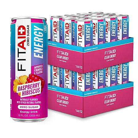 24-Ct 12-Oz 200mg FITAID Energy Zero Sugar Raspberry Hibiscus Energy Drinks $26.59 w/ S&S + Free Shipping w/ Prime or on $35+