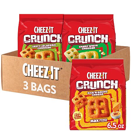 [Select Accounts] 3-Ct 6.5-Oz Cheez-It Crunch Cheesy Baked Snacks (Variety Pack) $4.89 w/ S&S + Free Shipping w/ Prime or on $35+