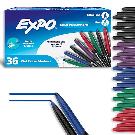 36-Count EXPO Wet Erase Markers w/ Fine & Ultra-Fine Tips (Assorted Colors) $15.89 w/ S&S + Free Shipping w/ Prime or on $35+