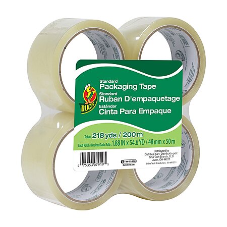 [Prime] 4-Pack Duck 1.88" x 55-Yd Clear Packaging Tape Refill Rolls $4.53 + Free Shipping