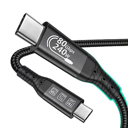 Prime Members: 6' OCEEK Thunderbolt 5 240W 120Gbps USB-C Cable $12.80 + Free S&H
