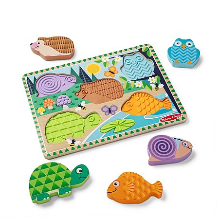 Melissa & Doug Forest Friends Touch & Feel 5-Piece Chunky Wooden Toddler Puzzle $9.97 + Free Shipping w/ Prime or on $35+