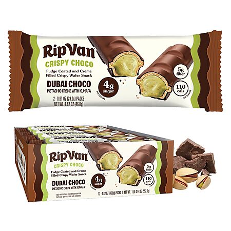 12-Pack Rip Van Dubai Chocolate Pistachio Kunafa Crispy Wafer Bars $11.69 w/ S&S + Free Shipping w/ Prime or on $35+