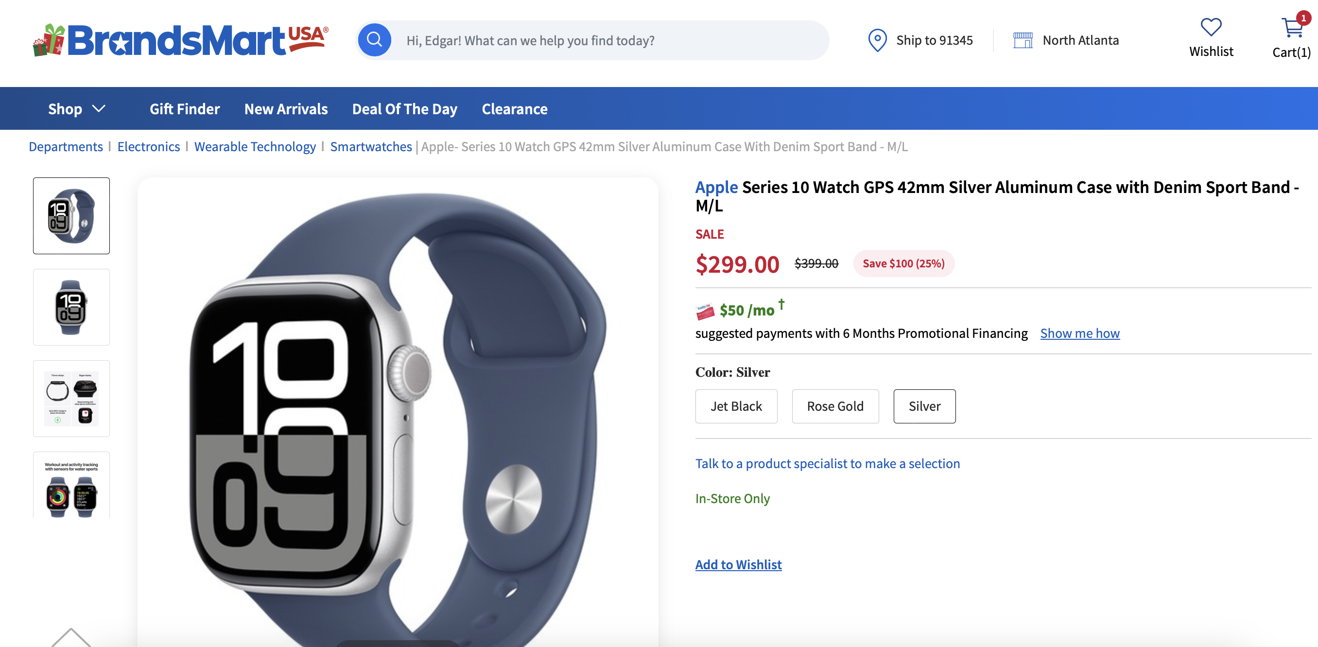42mm Apple Watch Series 10 GPS Smartwatch w Aluminum Case Sport Band Various 299 Shipping