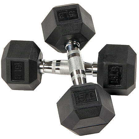 BalanceFrom Rubber Encased Hex Dumbbells : 15-Lb Pair $19, 30-Lb Pair $43 @ Walmart